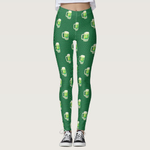 Svart på Grönt Leggings - Grönt Beer Yoga Byxor