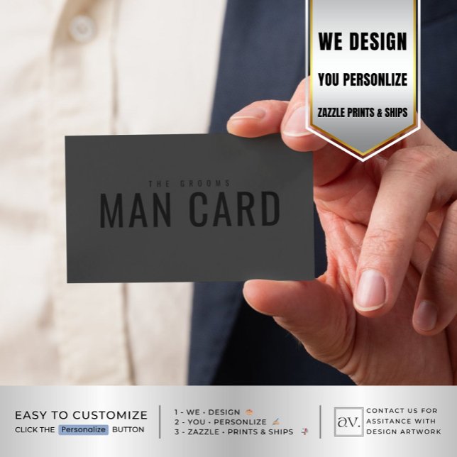 Svart på Groomsman Funny Man Card på svart (Skapare uppladdad)