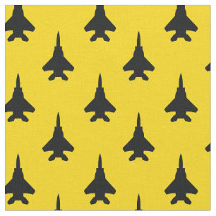 Svart på Gult Strejka Eagle Fighter Jet Mönster Tyg