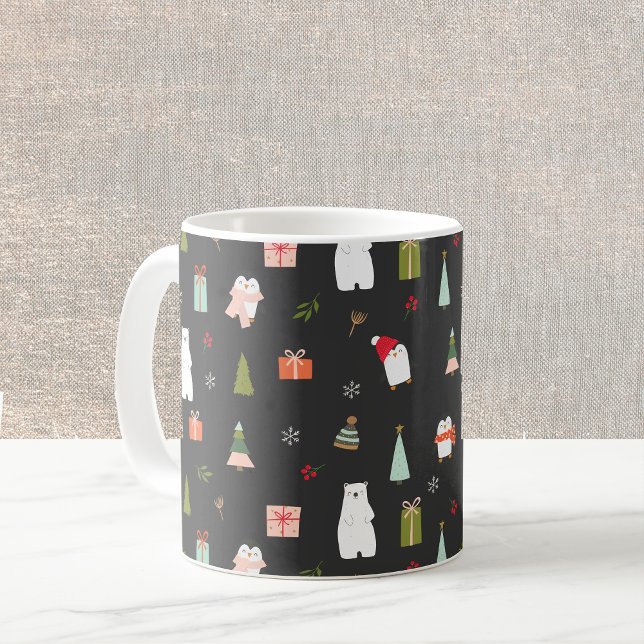 Svart på julsymboler kaffemugg (Skapare uppladdad)