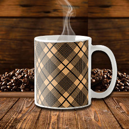 Svart på kamelbrun rutigt mönster Glen Kaffemugg