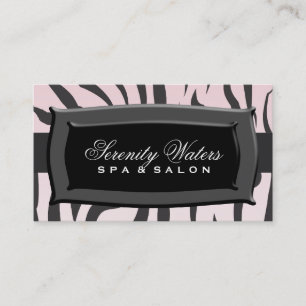 Svart på Light - rosa zebra ränder Visitkort