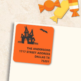Svart på Orange Halloween Returadress Etikett