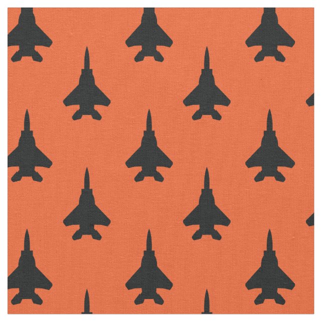 Svart på Orange Strejka Eagle Fighter Jet Mönster Tyg (Närbild)