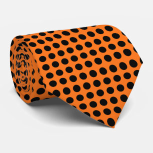 Svart på Pumpkin Large Storlek Vågrät Polka dots Slips