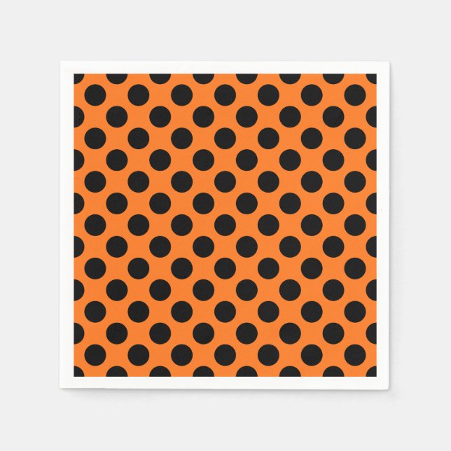 Svart på Pumpkin Large Storleka Polka dots Papper Pappersservett (Framsidan)