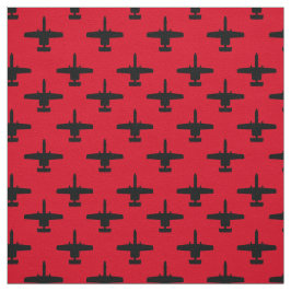 Svart på Red A-10 Warthog Attack Jet Mönster Tyg