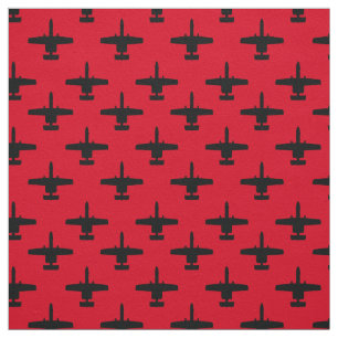 Svart på Red A-10 Warthog Attack Jet Mönster Tyg