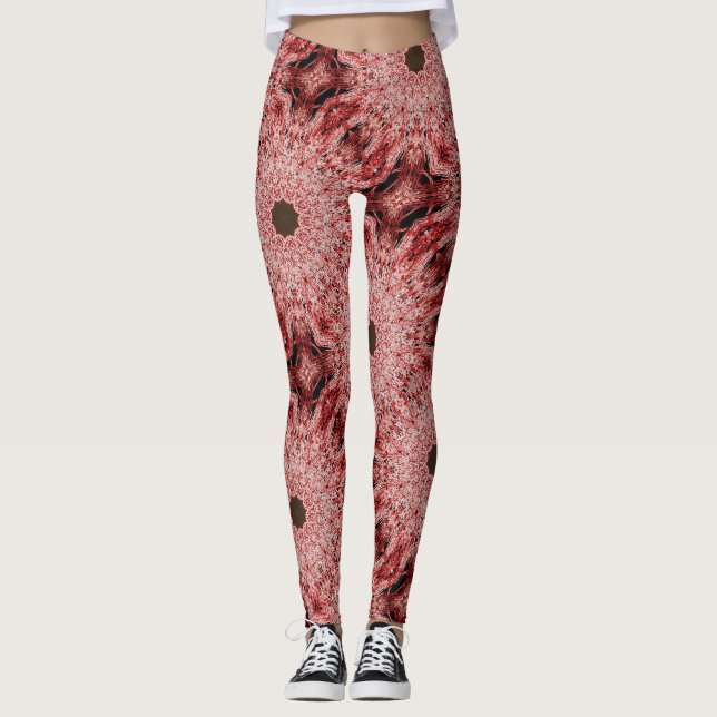 svart på röd bläckfisk leggings (Framsida)