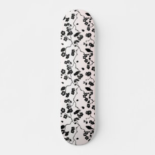 Svart på Rosa Mönster Birds- och Cherry-Blommar Mini Skateboard Bräda 18,5 Cm