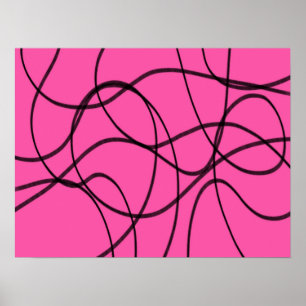 Svart på Rosa Ribbon Art Poster