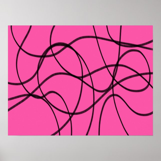 Svart på Rosa Ribbon Art Poster (Framsidan)