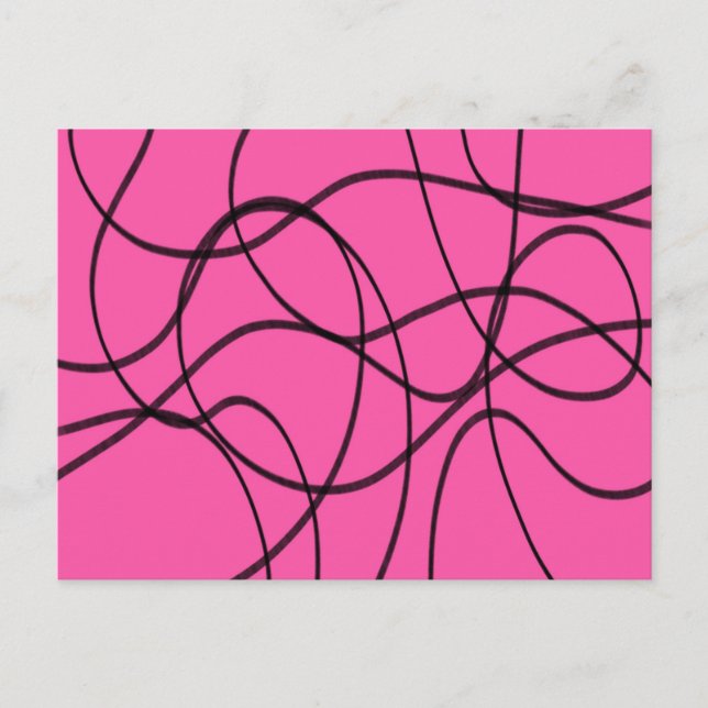 Svart på Rosa Ribbon Art Vykort (Framsida)