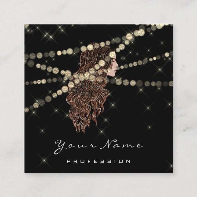 Svart på Sjöjungfrun Svart i Makeup Hairdresser La Fyrkantigt Visitkort (Framsida)