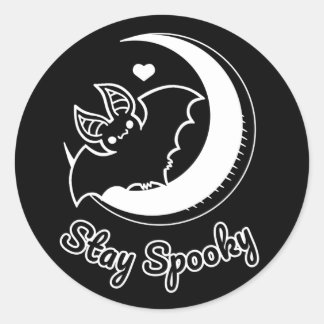 Svart på Spooky Round Sticker Runt Klistermärke