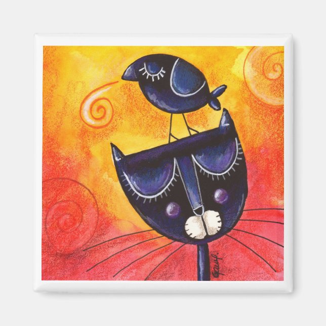 Svart på svart - fyrkantigt magnet (Framsidan)