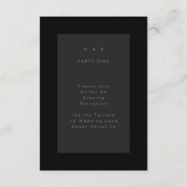 Svart på Svart Modern Minimalistisk Enkel Bröllop Tilläggskort