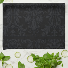 Svart på svart-Monogram-Chic-Blommigt-skaft Kökshandduk