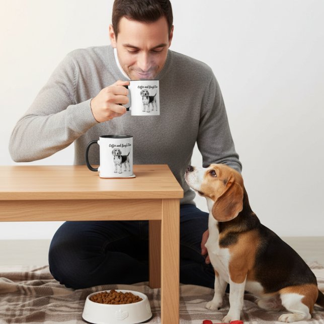 Svart På Vit Beagle och Kaffe PERSONALISERA Mugg (Skapare uppladdad)