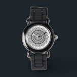 Svart på vit ornat mandal mönster armbandsur<br><div class="desc">Svartvit mandala mönster över vit bakgrund. Ta kontakt med mig om du behöver en annan kombination av färg.</div>