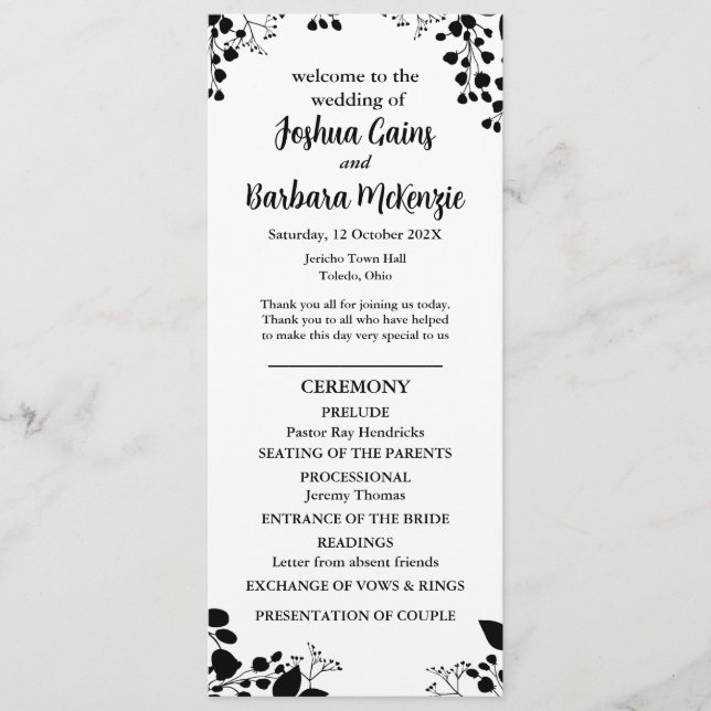 Svart på vit platt program (Framsida)