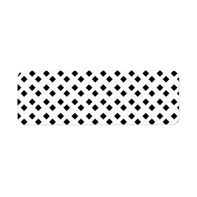 Svart på vit romb design returadress etikett (Framsidan)