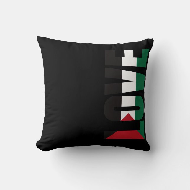 Svart palestinsk Flagga-solidaritet Kärlek Kudde (Framsida)