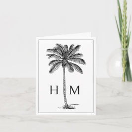 Svart Palmetto Palm Monogram från Kusten Anteckningskort