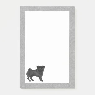 Svart pälsfärg Pug Mops Hundras Design Grå Post-it Block
