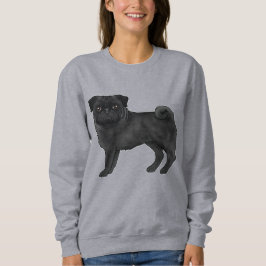 Svart pälsfärg Pug Mops Hundras Djurdesign T Shirt