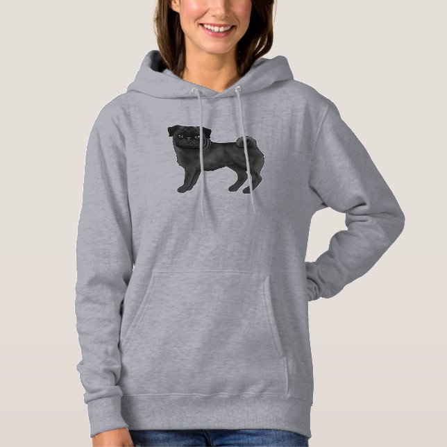 Svart pälsfärg Pug Mops Hundras Söt Design T Shirt (Framsida)