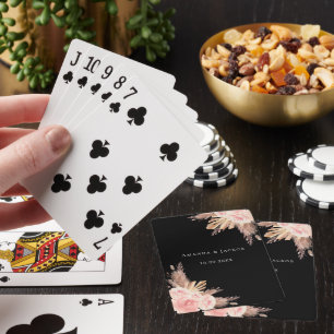 Svart pampasgräs ro guld blommigt Bröllop Casinokort