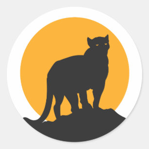 Svart pannor med solnedgång runt klistermärke