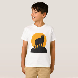 Svart pannor med solnedgång t shirt