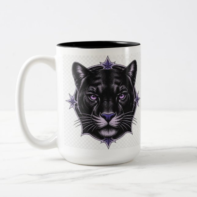 Svart Panter Fantasy Tvåtons Mugg, 45 cl Två-Tonad Mugg (Vänster)