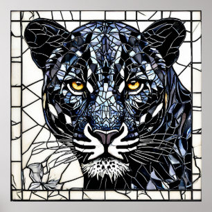 Svart Panter Glasfärgning Konst Gåva Till Hemmet Poster