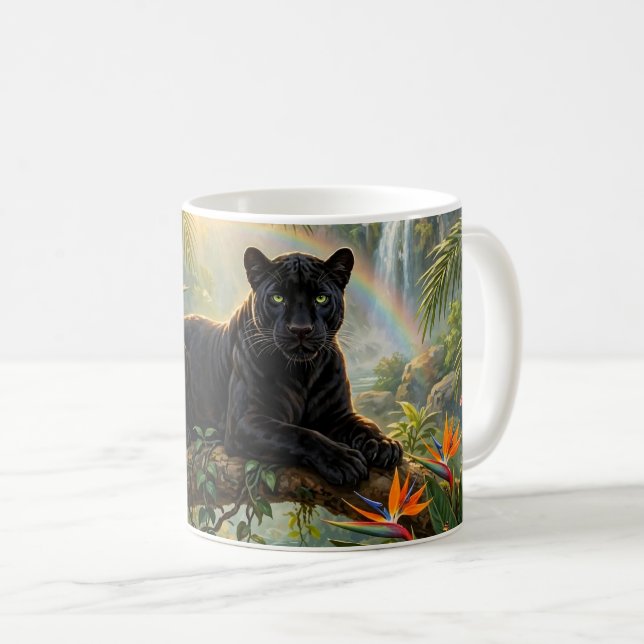 Svart panter Kenya Djungelblommor Vattenfall Kaffemugg (Framsida höger)