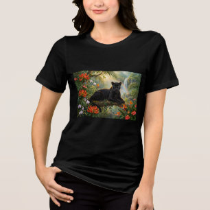 Svart panter Kenya Djungelblommor Vattenfall T Shirt