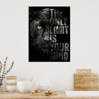 Svart panter Motiverande Den enda gränsen är din Poster