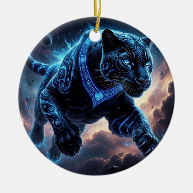 Svart Panter Ornament Lysande Mystiskt Gåva (Framsidan)