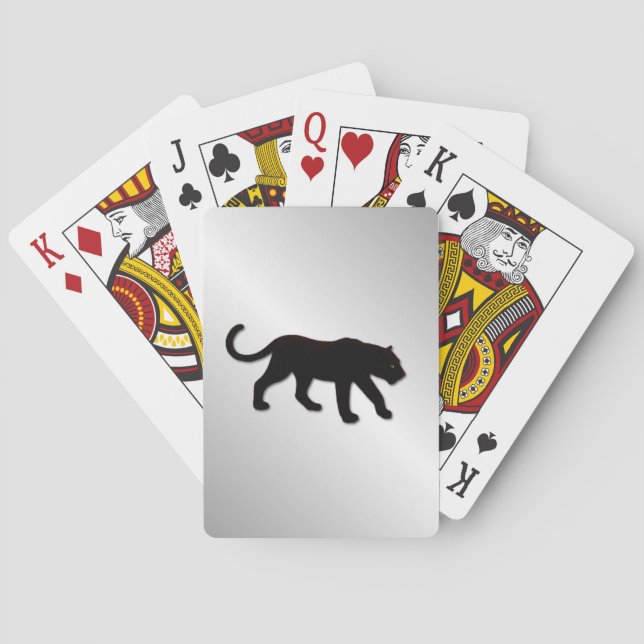 Svart panter på silver spel kort (Baksidan)