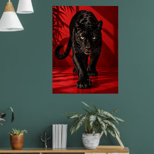 Svart Panter-plakat, Dramatisk Röd och Svart Vild Poster