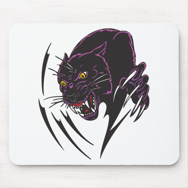 svart panter stamdesign musmatta (Framsidan)