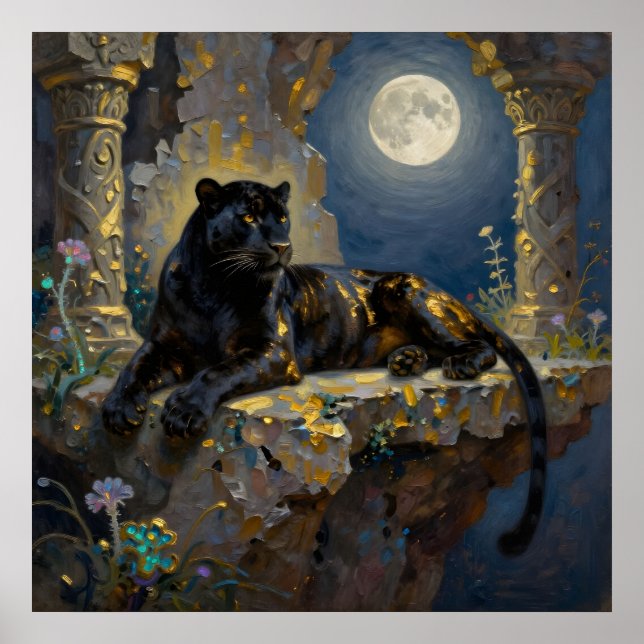Svart panter under fullmånen  poster (Framsidan)