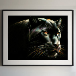 Svart Panther för Teckning, hård pastel Poster