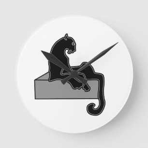 svart Panther Rund Klocka