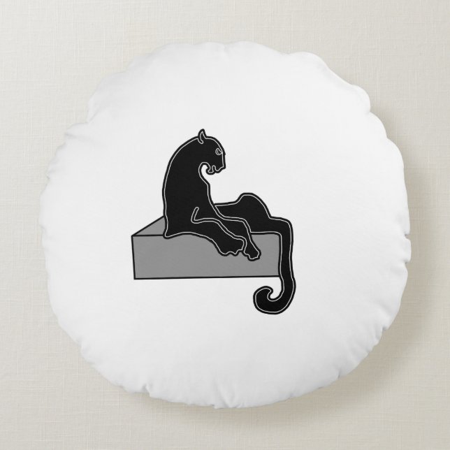 svart Panther Rund Kudde (Framsidan)