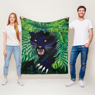 Svart Panther Spirit i Jungle Fleecefilt