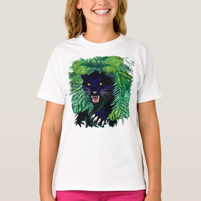 Svart Panther Spirit i Jungle T Shirt (Framsida)