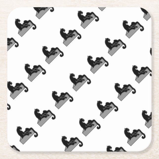 svart Panther Underlägg Papper Kvadrat (Framsidan)